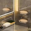 Non Drilling Bathroom Rack, Heavy-duty Self-adhesive Transparent Plastic Wall Mounted Waterproof Design, Multi-purpose Shower Room