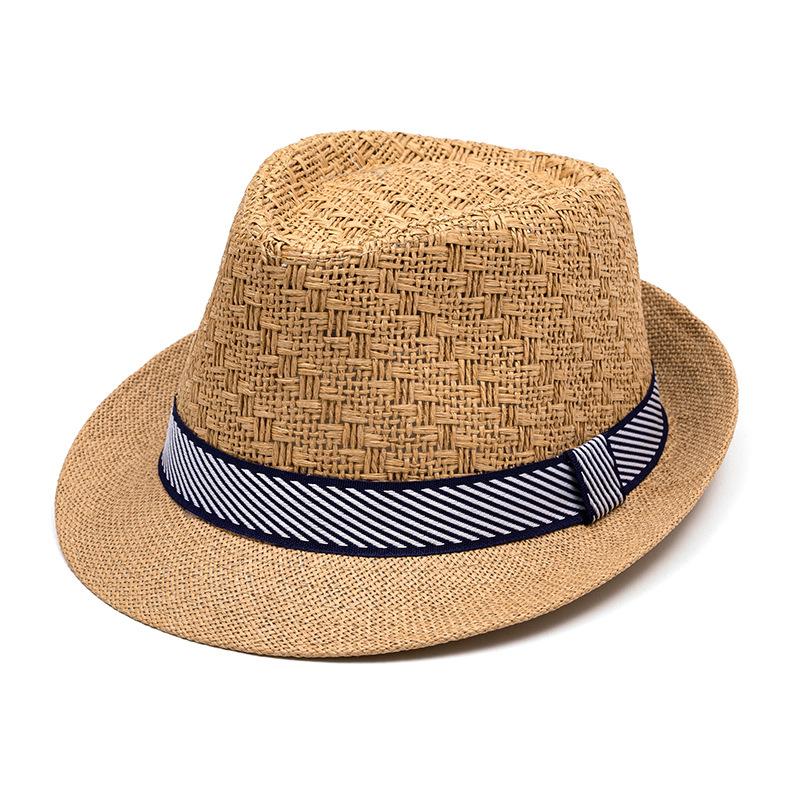Summer Breathable Straw Hat Middle-Aged and Elderly Small Bowler Hat Outdoor Sun Hat Jazz Hat