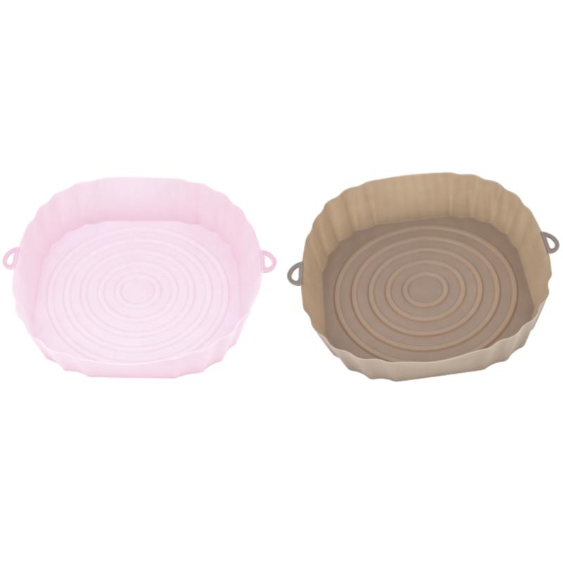 Air Fryer Pan Silicone Basket Airfryer Oven Baking Silicone Tray Reusable Airfryer Pot Pan Liner Mold Pizza Fried Kitchen Tools