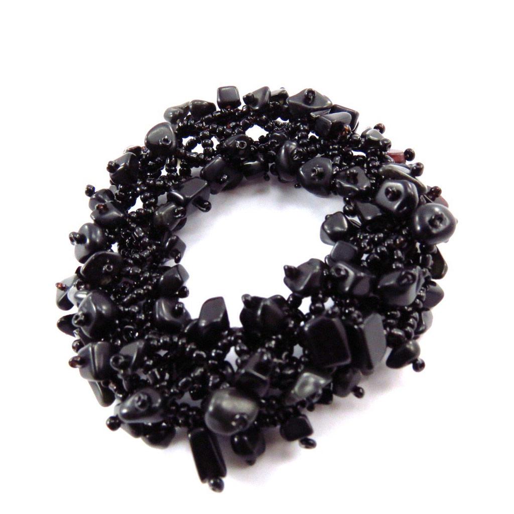 Les Trésors De Lily [J7023] – Schwarzes Designer-Armband „Calcutta“.