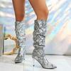Fashion Women's Fashion Slim Heel Single Boots Fall New Pointed Head Snake Fold Sleeve Temperament Long Pile Boots