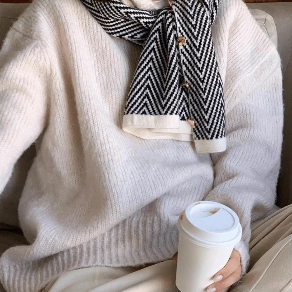 Plush Winter Cashmere Scarves Striped Long Shawl Elegant Imitate Cashmere Scarf  Student