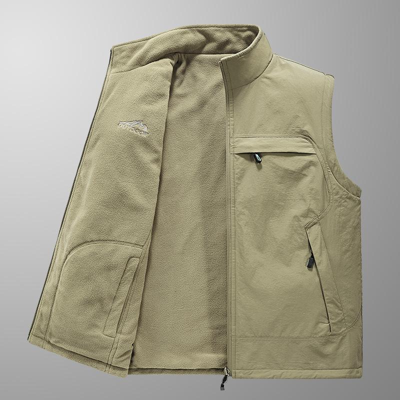 Autumn and Winter Outdoor Vest Men's Jacket Thick Fleece Vest Double-sided Fleece Sleeveless Jacket Horse Clip Vest