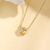 Cubic Zirconia Pendant Necklace for Women, Stainless Steel Chain Trendy Jewelry, Square Heart CZ Stone Boho Jewelry