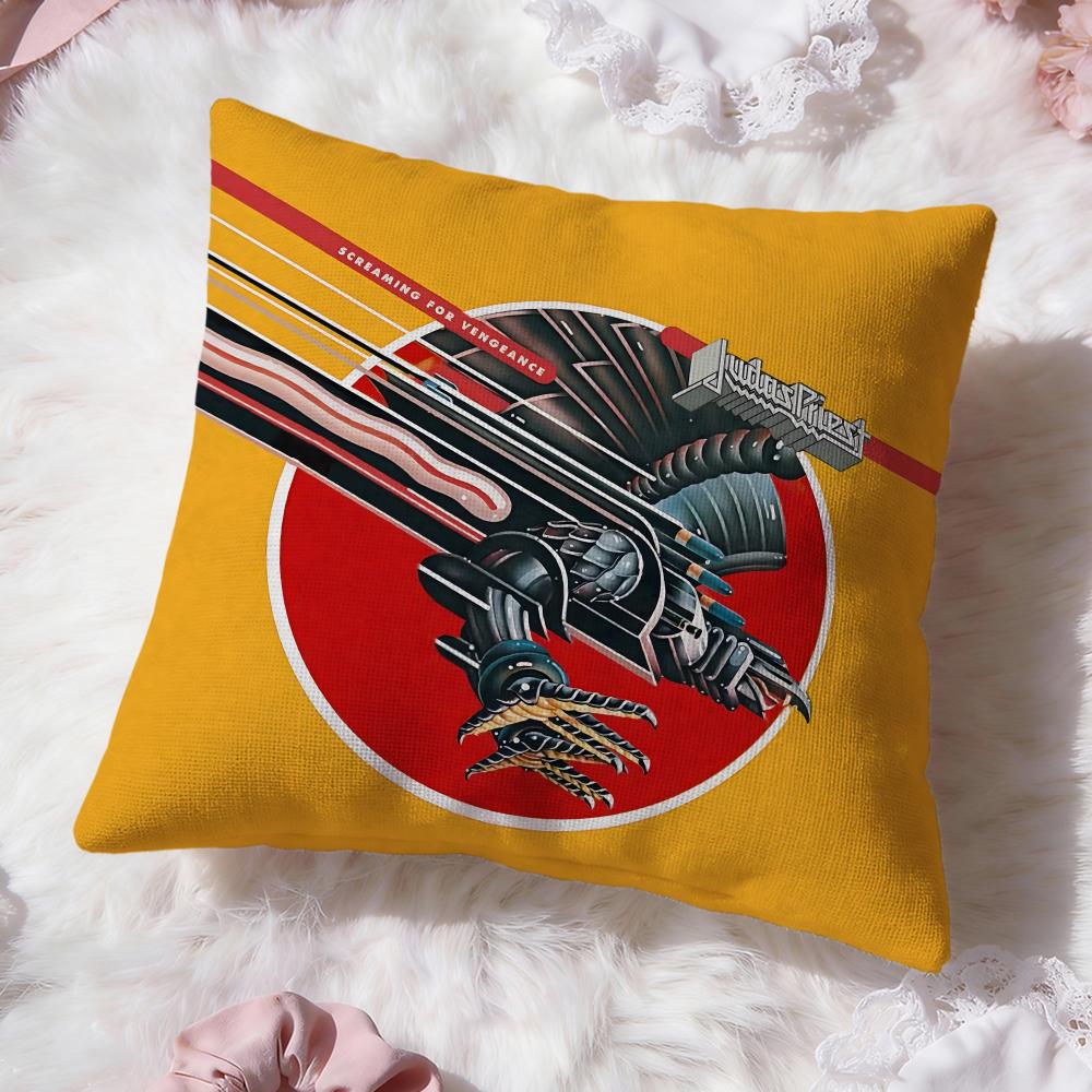 Fashion J-JJudas Priest Cushion Cover Soft Washable Pillow Case Multi-Scene for Couch Bed Travel Office Use