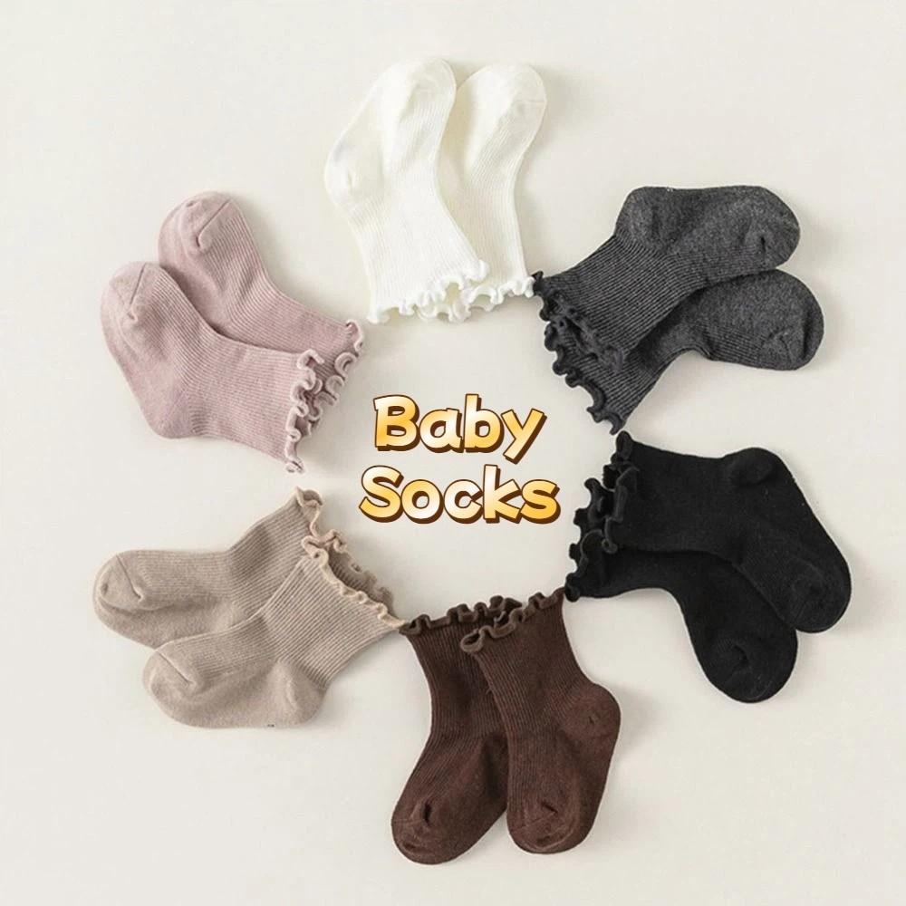 6 Paar Atmungsaktive Baby-Baumwollsocken Rüsche Kleinkind Süße Socken Kinder Kurze Socken Neugeborene