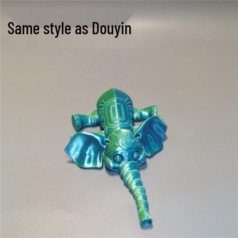 3D Printed Baby Elephant Figurine - Micro Landscape Ornament & Gift Model