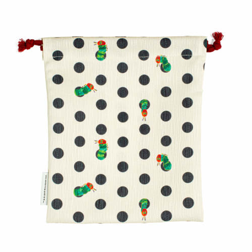 Very Hungry Caterpillar Small Drawstring Cup Bag (Beige Polka Dots)