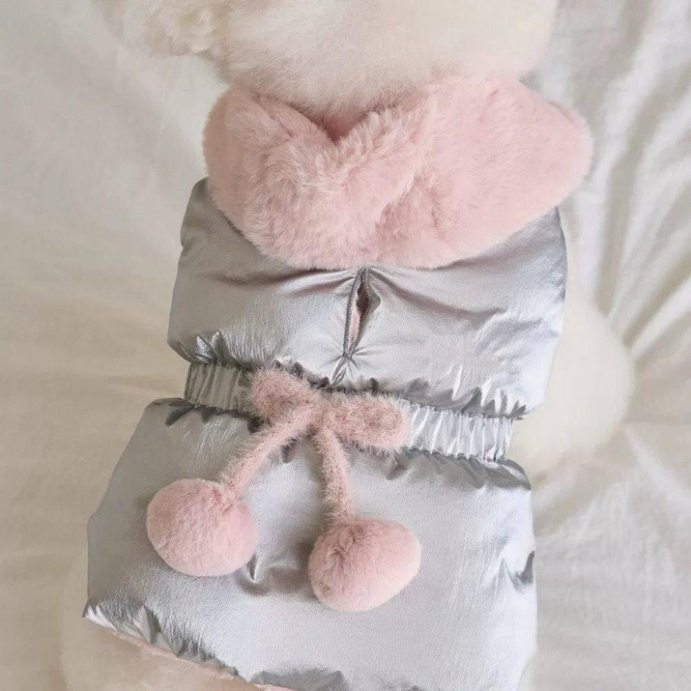 Pom Poms Accents Hooded Dog Vest Thick Fleece Lined Fleece Lined Vest  Outdoor Walks