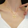 Titanium Steel Classic Retro Happy Character Simple Wind Furnace Real Gold Necklace Female Collarbone Chain Accessories