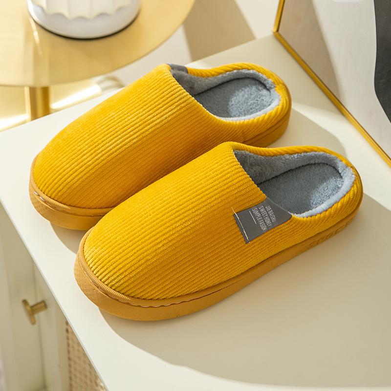 Winter new cotton slippers women's indoor home warm non-slip soft bottom couple cute silent velvet slippers men
