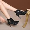 High Heel Short Boots Women Shoe  Spring and Summer New Fine  Pointed  Naked  Back Zipper Large Size  Boot