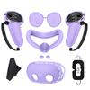 Ensemble de housses en silicone compatible avec les accessoires Meta Quest 3S, Housse faciale de protection, Poignées de manette, Cache-tête avant et Cache-objectif