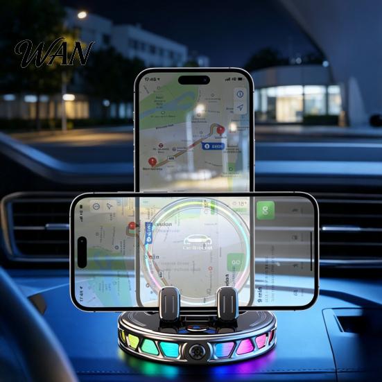 Car Phone Holder with Light Wireless Charging Mount RGB Ambient 15W Fast Stand Magnetic Charger Vacuum Suction Cellphone Accessories