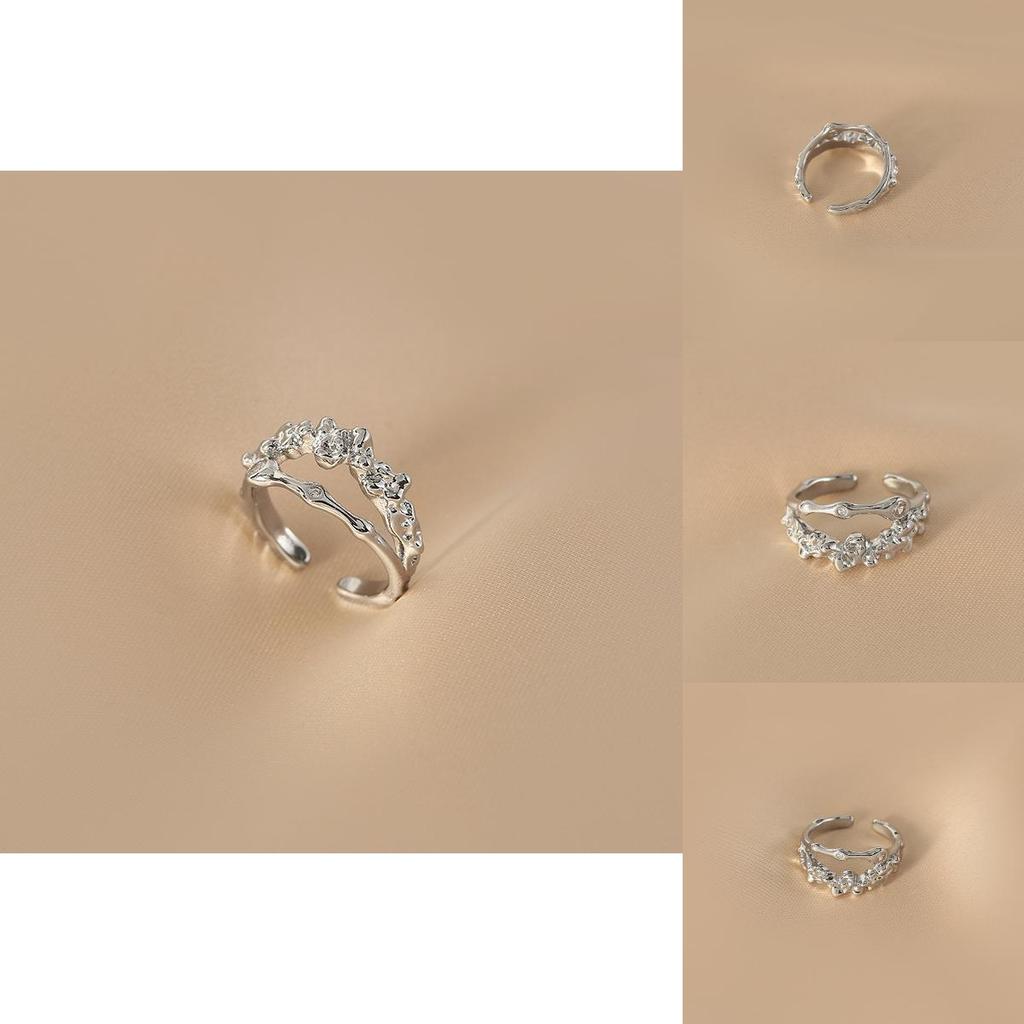 Eleganter koreanischer Stil Unregelmäßiger Lava-Ring für Damen Verstellbarer offener Fingerring