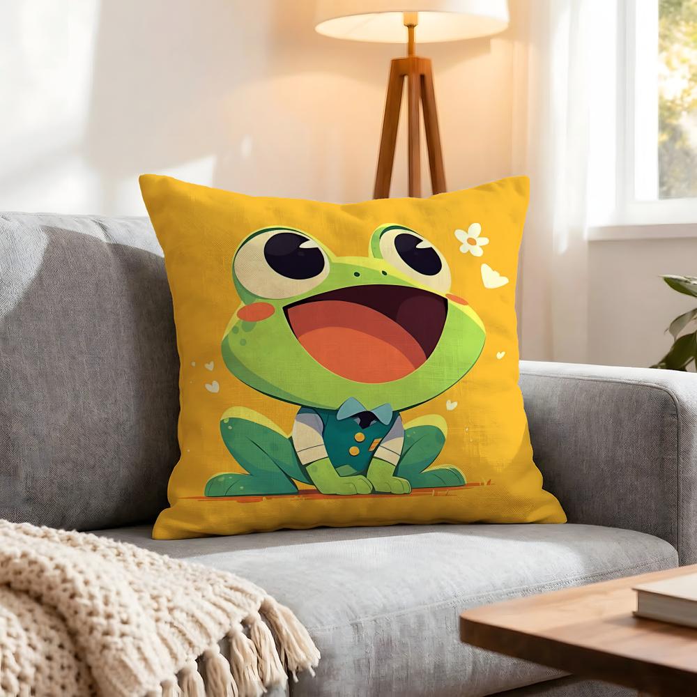 Animal Cute Frog Cushion Cover 1Pcs Decorative Covers Soft Cushion Case For Sofa Couch Decor 40X40 45X45 Pillowcases