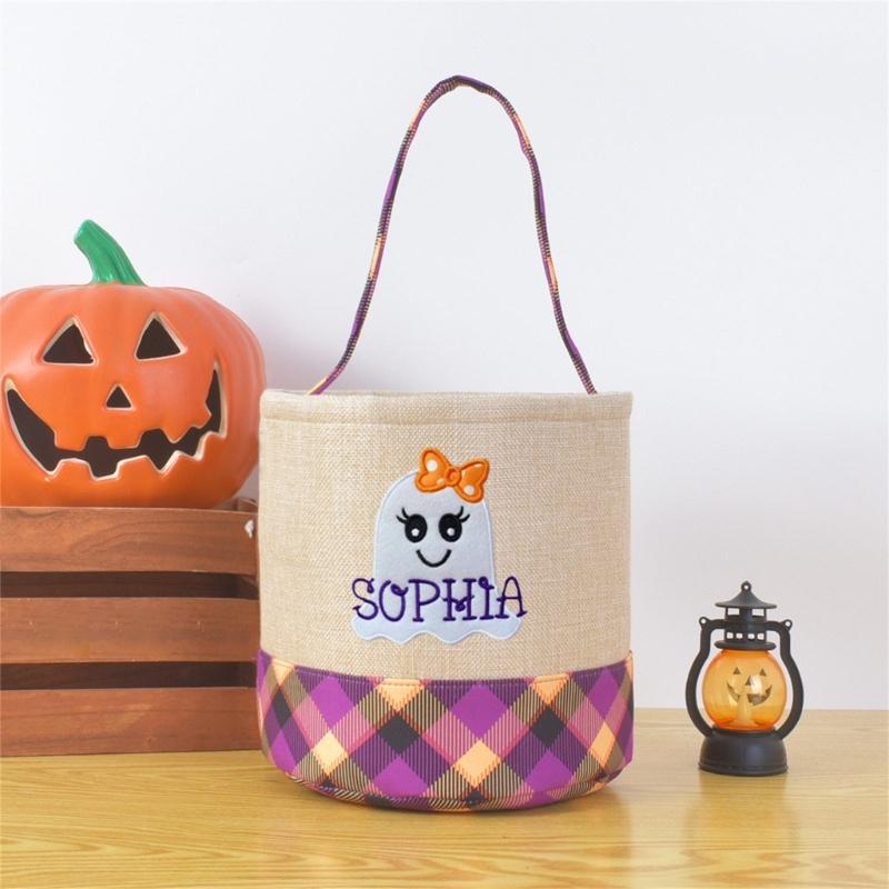 Fabric Trick or Treating Bucket Bag Friendly Halloween Party Accessory For Children Candy Collection