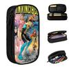 Invincible TV Show Pencil Case University Pencil Box Boy Girl Double Layer Lovely School Pencil Cases Printed Stationery