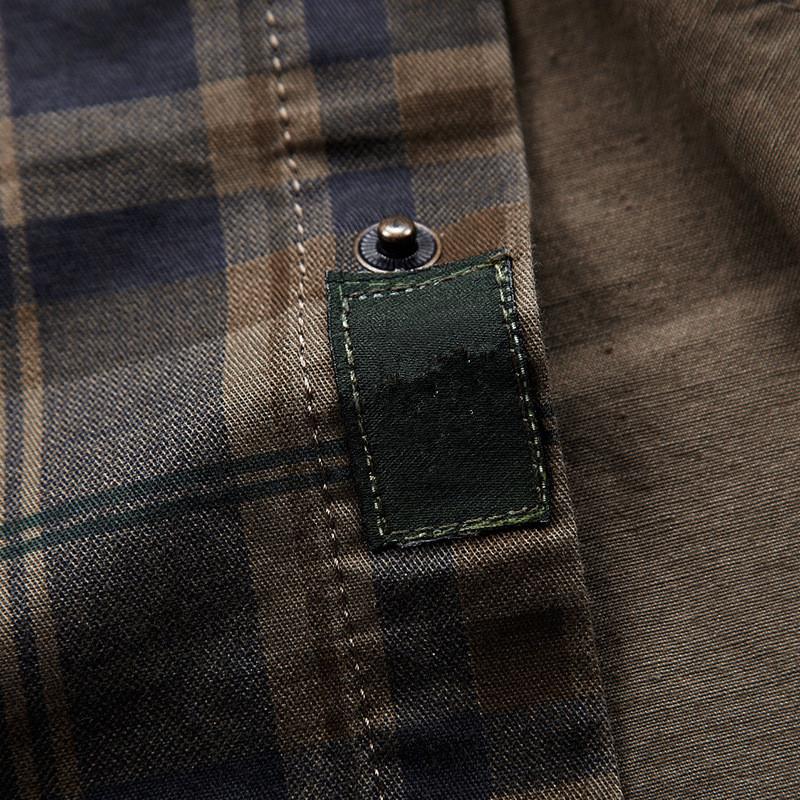 Spring and Autumn Long Sleeve Shirt Men's Youth Plaid Shirt Thin Top Large Size Men's Shirt