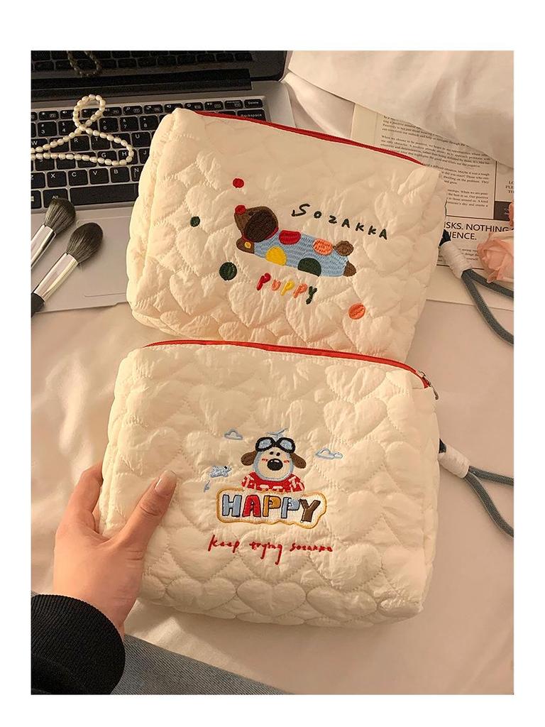 Puppy-Themed Portable Makeup & Skincare Bag – Large Capacity Travel Wash Bag for Women