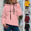 Women Winter Hoodie Electrocardiogram Print Keep Warm Loose Casual Plush Spring Hoodie Female Clothes