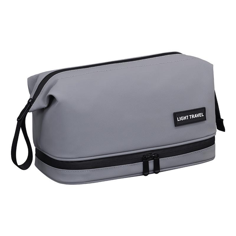 Urban Minimalist Leathereffect Double Layer Travel Toiletry Bag With Waterproof Storage For Men And Women