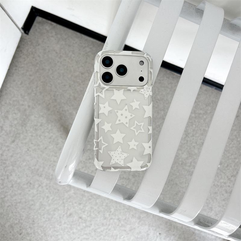 Coque Style Coréen Étoile Pailletée pour iPhone 17, 16 Pro Max, 15, 14