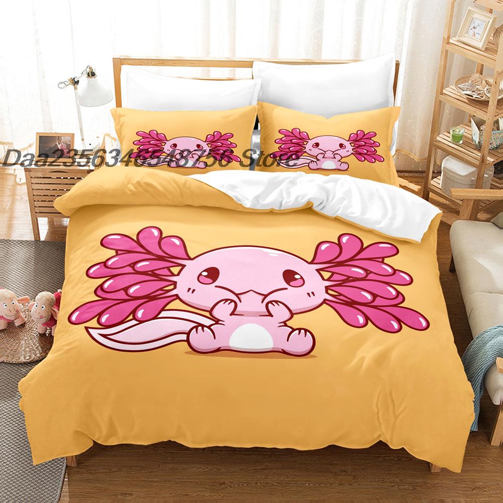 Comforter New Animal Axolotl Bedding Set Single Twin Full Queen King Size Bed Set Aldult Kid Bedroom Duvet Sets Cartoon Bed
