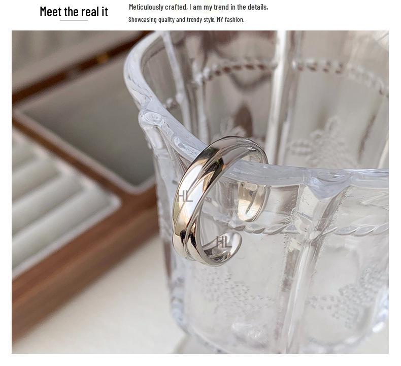 S925 Sterling Silver Crossover Wrap Ring – Trendy High-End Women's Hip Hop Punk Style