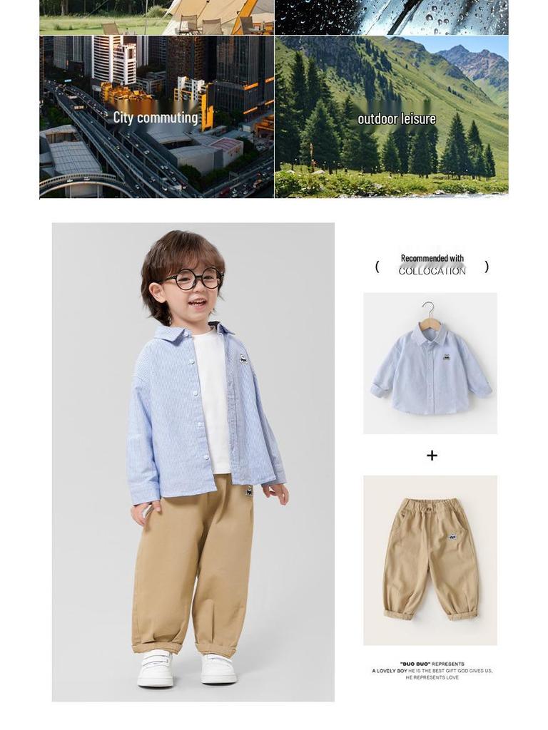 Trendy European Boys' Long Sleeve Casual Shirt - Spring/Autumn Kids' Clothing