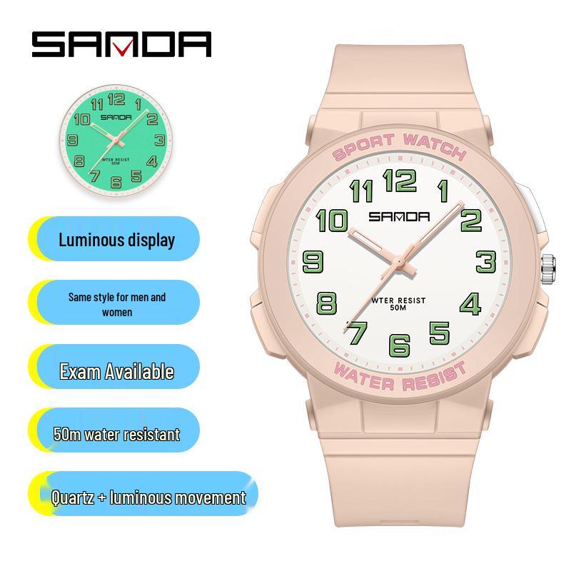 Silent Luminous Waterproof Quartz Wristwatch for High School Students