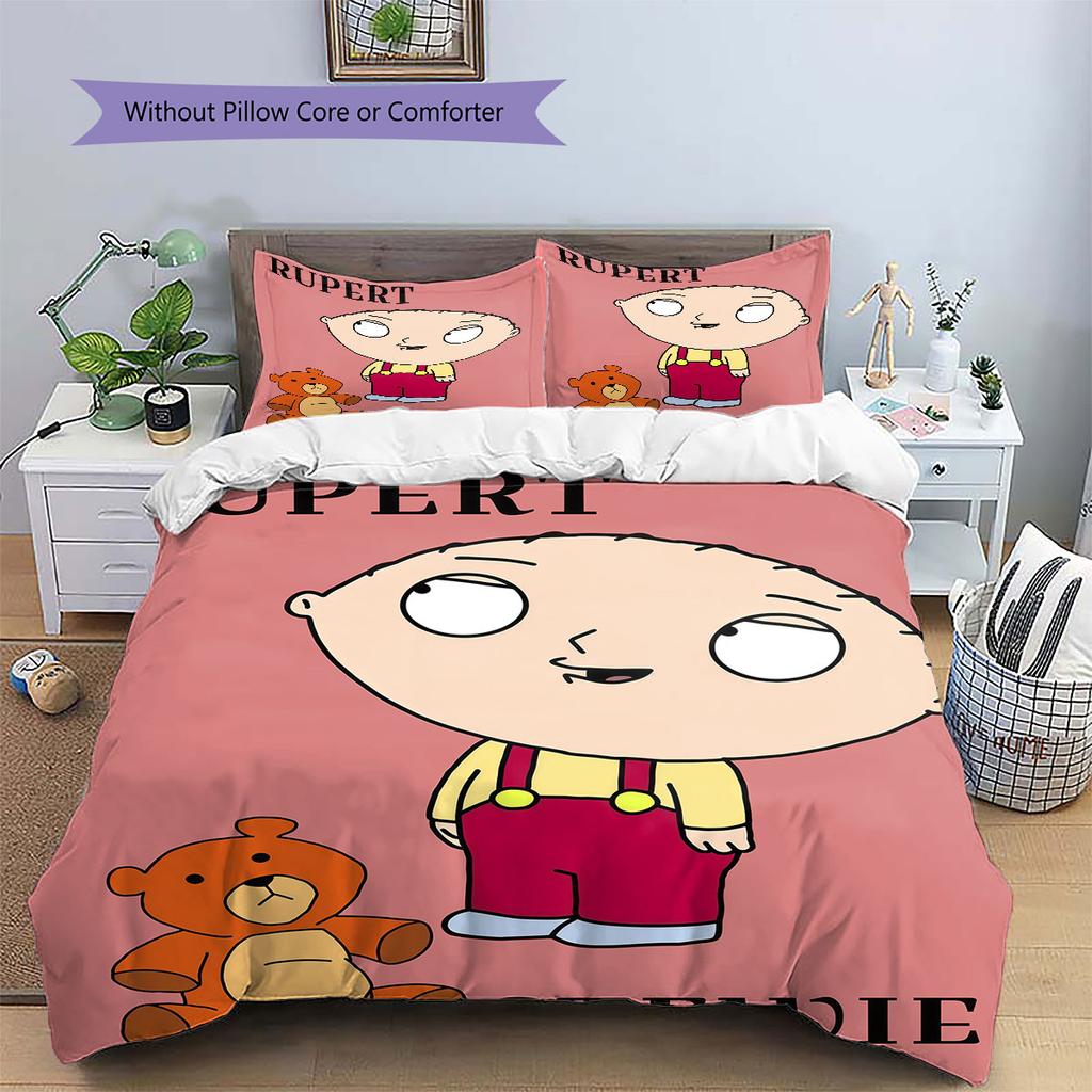 Stewie Griffin Pattern Bedding Home Decoration Birthday Gift ( 1 duvet cover + 2 pillowcase, without core),fan merchandise.