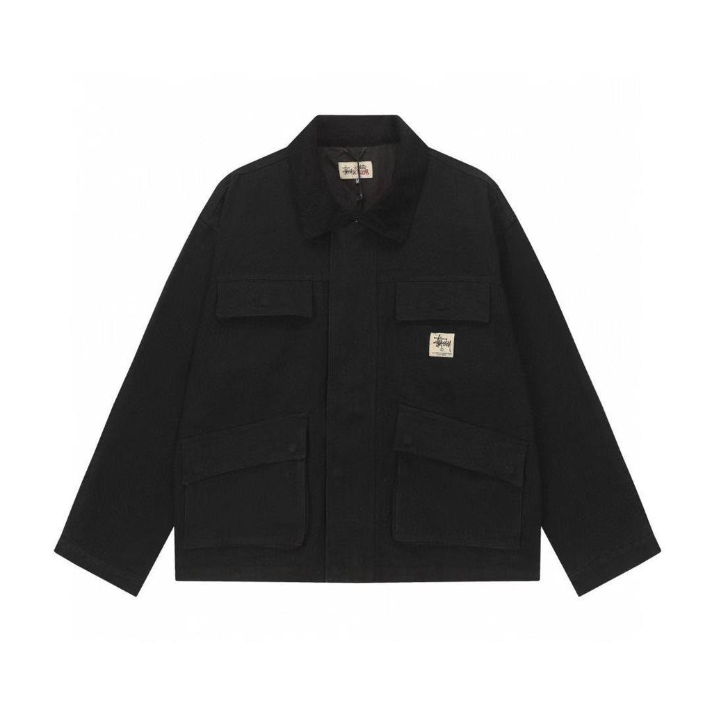 25SS Retro Slitstark Unisex Tvättad Baseball Arbetskläder Jacka