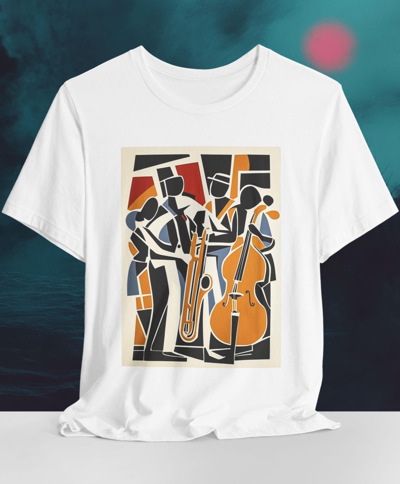 Abstract Jazz T-Shirt | Retro Music Art Graphic Tee M
