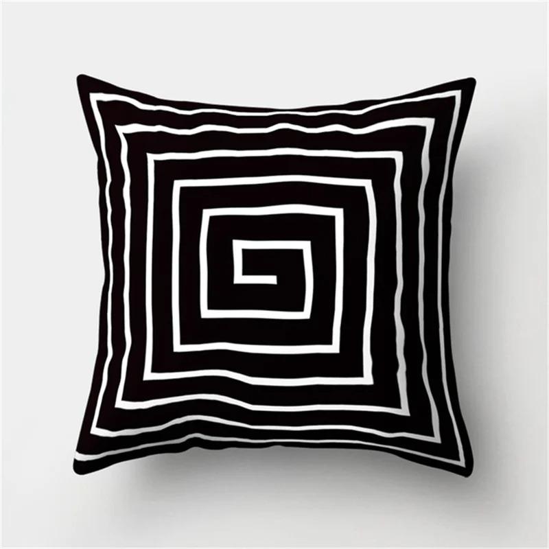 Black and White Geometric Simple High-end Space Pillowcase Patchwork Cushion Cover Striped Letter Pillowcase Home Decoration
