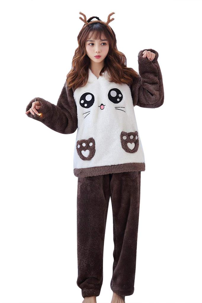 ASHERANGEL Long Sleeve Fluffy and with Pockets and Includes Top and Cute Perfect for Fall and Size 2XL Women's Pajamas, Loungewear, Warm, Hoodie,