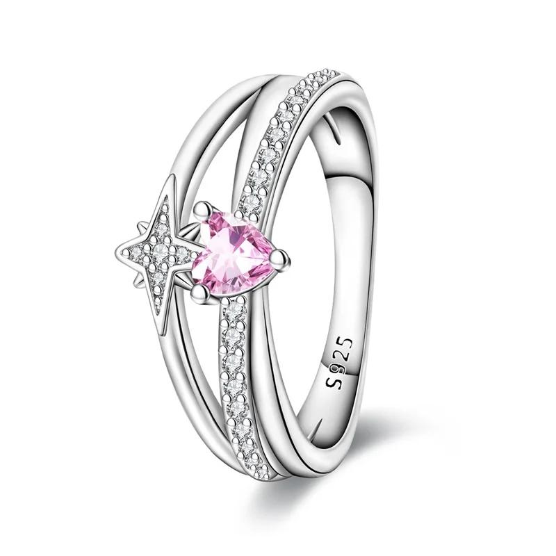 copper Double Heart Ring Bow Starfish Crown Bow Moon Rings Ideal For Women Fine Jewellery Wedding Party Valentines Day Gift