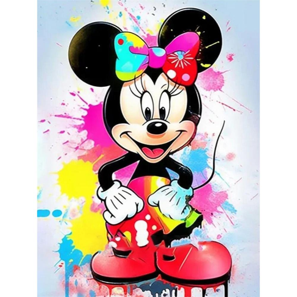 

Disney Diamond Painting Minnie Mouse Splatter Graffiti Style Illustration Mosaic Embroidery Diamond Painting Cross stitch Home Decoration 5D DIY Round 20x30cm