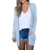 Fashion Women Casual Solid Color Long Sleeve Cardigan Jacket Mid Length Outerwear