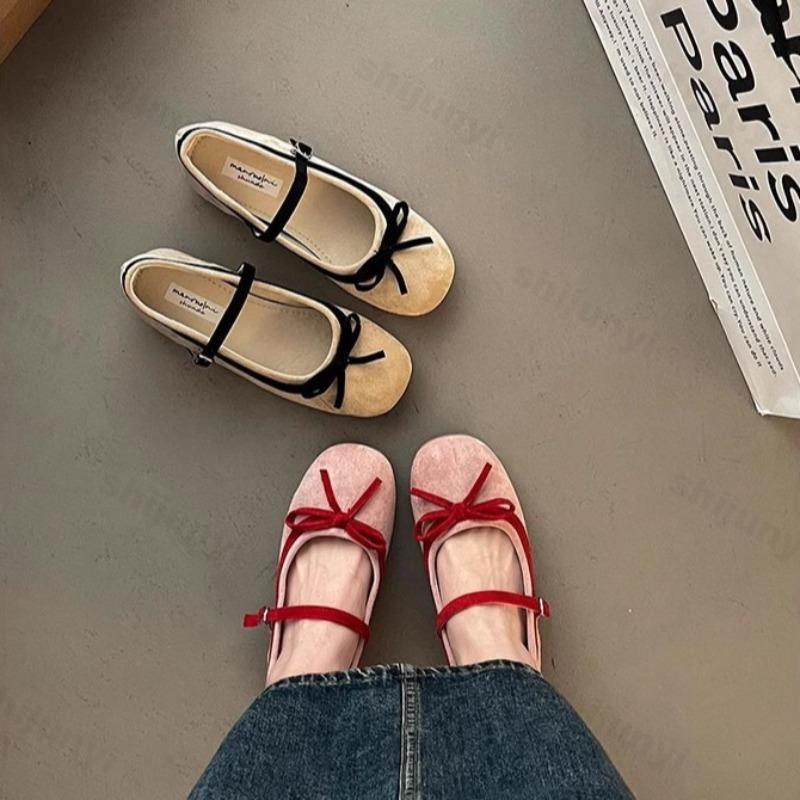 Fashion Bow Design Elegant Shallow Mouth Ballet Style Single Shoes 2025 Spring New French Soft Soled Comfortable Casual Mary Jane Shoes