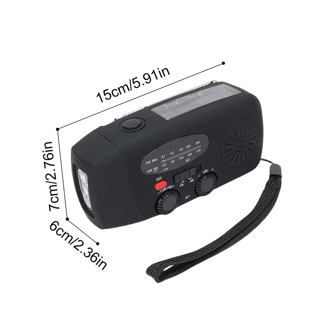 Radio AM FM portabil, Radio solar de urgență pentru exterior, Radio cu manivelă cu lanternă LED, Alarmă SOS, 5000mAh