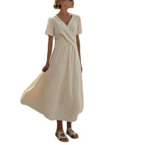 Europäisches & Amerikanisches Sommerkleid mit V-Ausschnitt und Rüschen