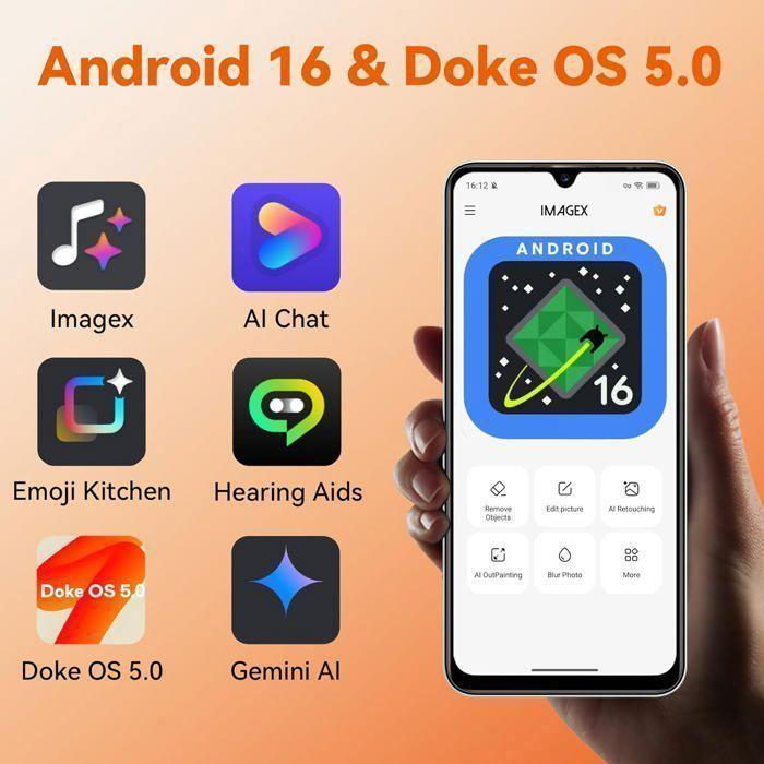 BLACKVIEW WAVE 7C Smartphone 6.56" 16Go + 64 Go/jusqu'à 2To 5000mAh Android 16 32MP Téléphone 4G Double Sim GPS Orange - Very Good Condition