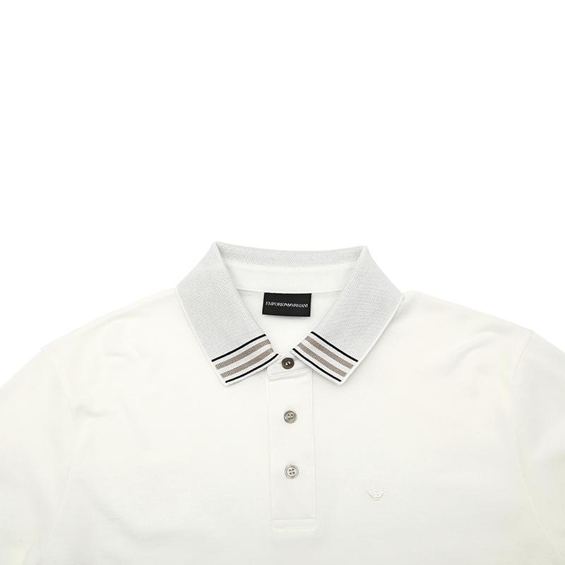 Emporio Armani SS25 Color-Blocked Trim Detail Short Sleeve Polo Shirt Men tops White EM000854-AF12955-U0003