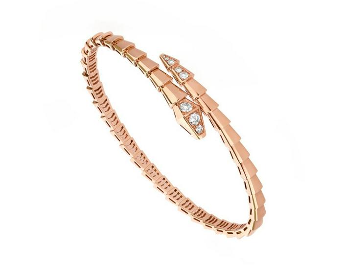 Bracciale a Maglia Serpentina in Argento Sterling 925 con Diamanti Completi