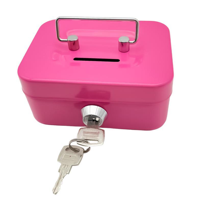 Mini Metal Cash Box Money Bank Change Security Box Portable Kids Coin Collection Gift Storage Money Tank With Lock
