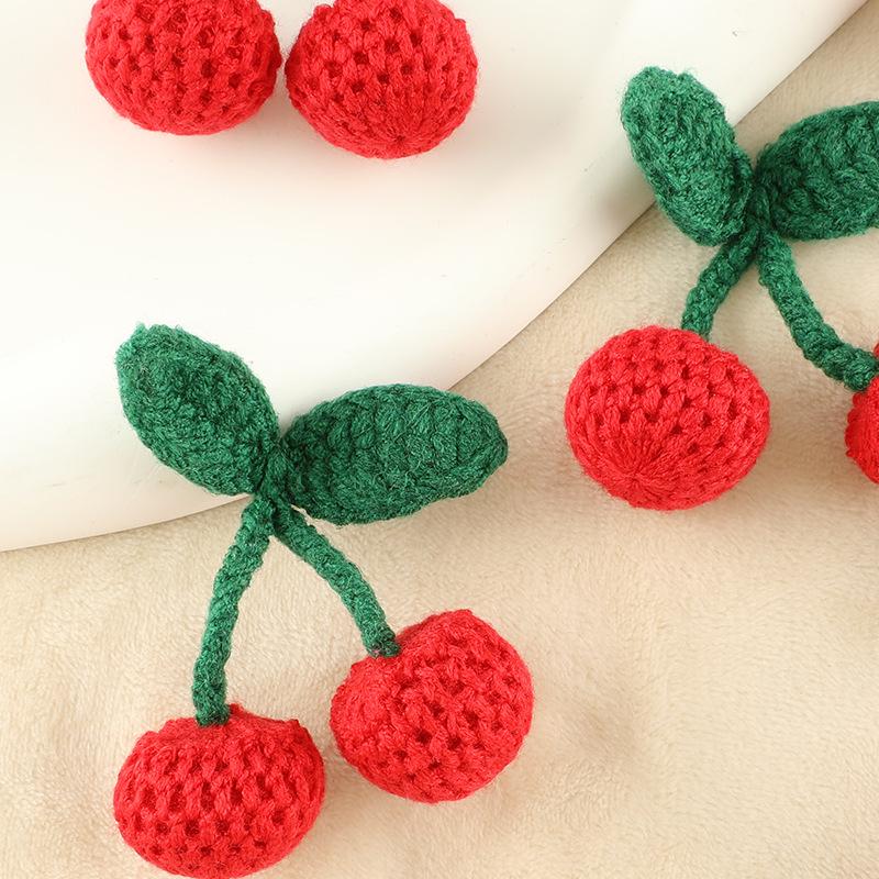 Cherry Crochet Embroidery Patch - Handcrafted Hair Accessory & DIY Embellishment