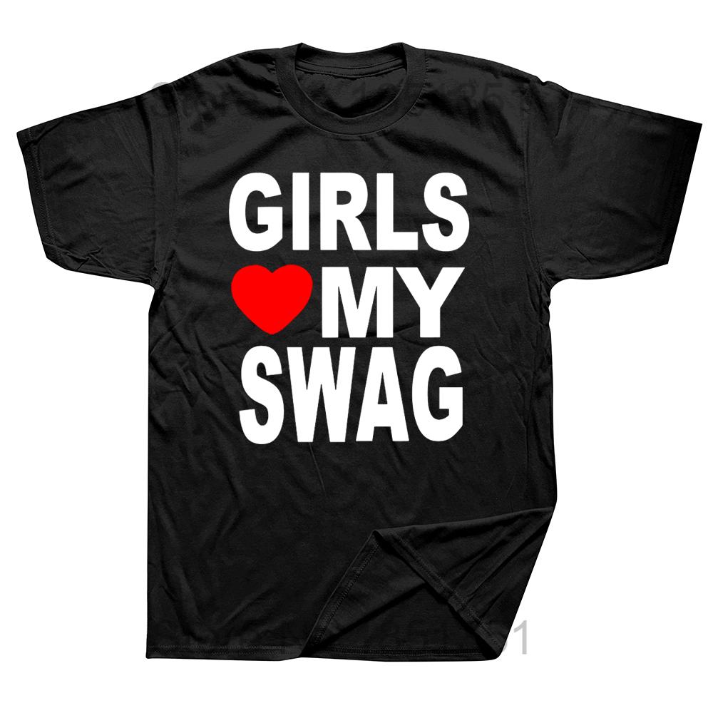 Unisex GIRLS LOVE MY SWAG Funny Vintage Cotton Summer Unisex's Novelty Streetwear T-Shirt Women Casual Streetwear EU Size Top Tee