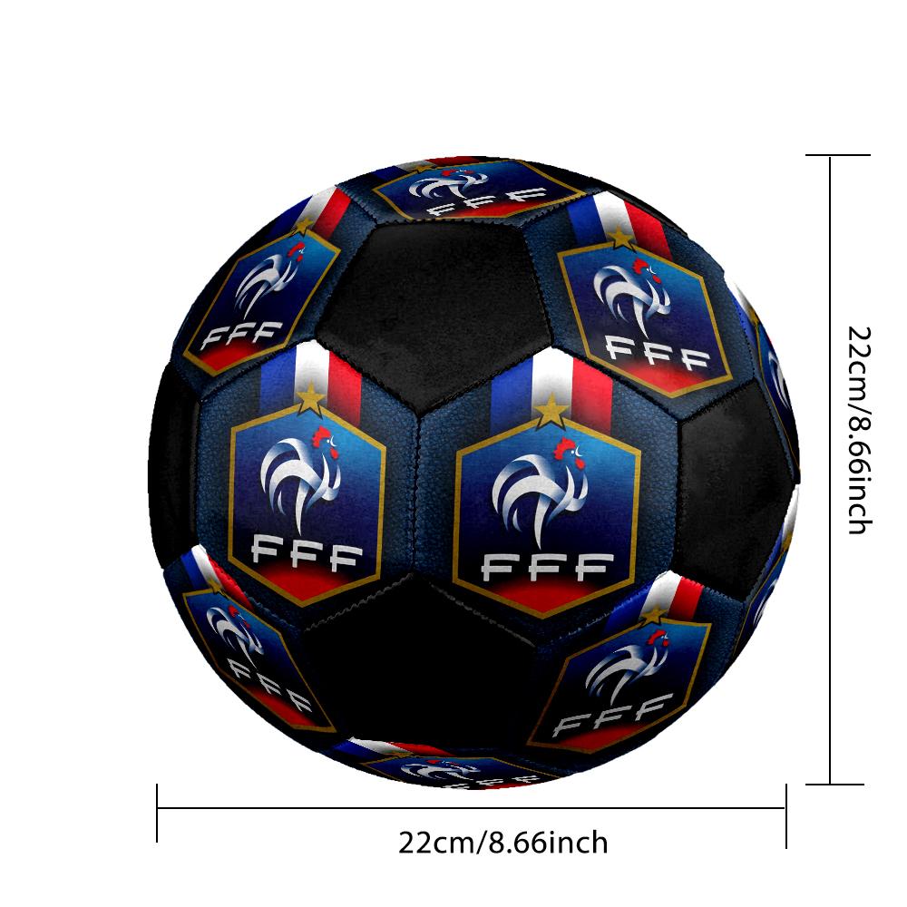 Pallone Calcio a 5 FFF Francia Colorato Cucito a Macchina PVC Misura 5 Pronto per Allenamento di Squadra Competizione Resistente Alta Rimbalzabilità Fantastico Regalo Sportivo
