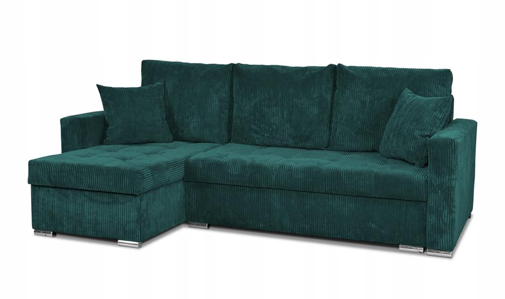 Ecksofa Bonito ausklappbar mit Schlaffunktion Family Meble Cord dunkelgrau